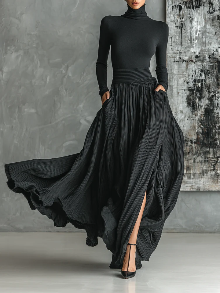 Lucy | Turtleneck &amp; Pleated Skirt Set