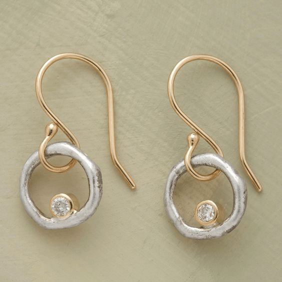 Elaria | Vintage Gold &amp; Silver Zirconia Earrings